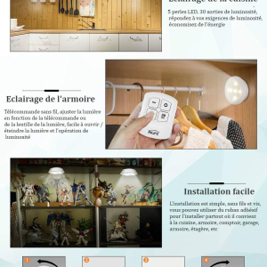 Lampes à LED sans fil avec télécommande (Kit de 3 LED)