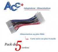 Adaptateur (x5) Alimentation 24p M / Carte mère 20p F 