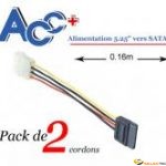 Adaptateur (x2) alimentation 5 pouces1/4 M vers SATA 