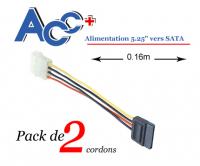 Adaptateur (x2) alimentation 5 pouces1/4 M vers SATA 