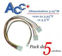 Adaptateur (x5) alim 5 pouces1/4 M vers 2x5 pouces1/4 F & 3 pouces1/2 F 