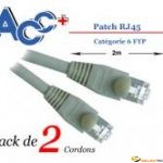 Cordons (x2) Patch RJ45 CAT6 FTP 2m 