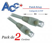 Cordons (x2) Patch RJ45 CAT6 FTP 2m 