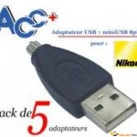 Adaptateur (x5) USB AM vers Mini USB 8P Nikon 