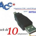 Adaptateur (x10) USB AM vers Mini USB 4P Mitsumi 