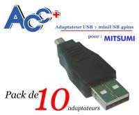 Adaptateur (x10) USB AM vers Mini USB 4P Mitsumi 