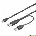 Cordon 1 mini USB vers 2x USB (Data+Alim) 0.5m 