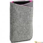 Löv Sleeve Etui pour Telephone portable Cuir/Laine Gris/Rose 