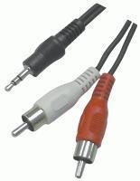 Cordon (x1) audio Jack stéreo 3.5mm / 2 RCA M/M 15m 