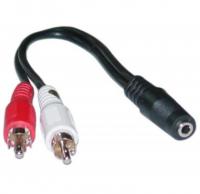 Adaptateur (x1) Jack stéreo F/2 RCA M 3.5mm doré 