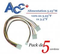 Adaptateur (x5) alim 5 pouces1/4 M vers 2x5 pouces1/4 F & 3 pouces1/2 F 