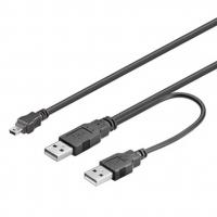 Cordon 1 mini USB vers 2x USB (Data+Alim) 0.5m 