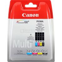 Pack Encre CLI-551 Noire + 3 Couleurs Cyan Magenta Yellow 