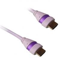 Cordon HDMI 1.4 Ethernet 1.5m A-A M-M Blanc/Mauve 