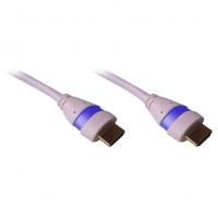 Cordon HDMI 1.4 Ethernet 5m A-A M-M Blanc/Bleu 