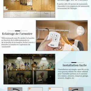 Lampes à LED sans fil avec télécommande (Kit de 3 LED)